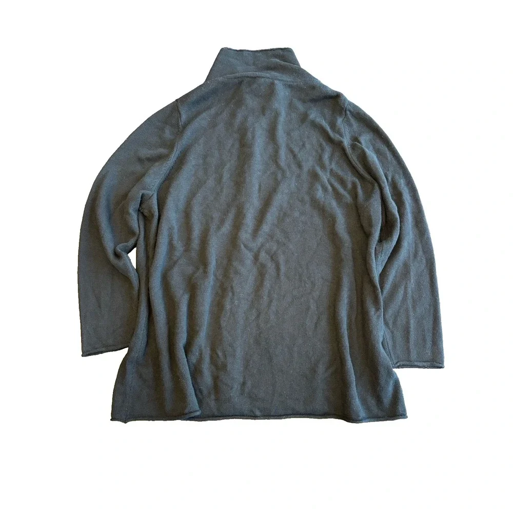 Blue‎ Sky plus-size1x Black long knit cardigan Merino Bamboo Fair trade Pockets - Picture 6 of 8